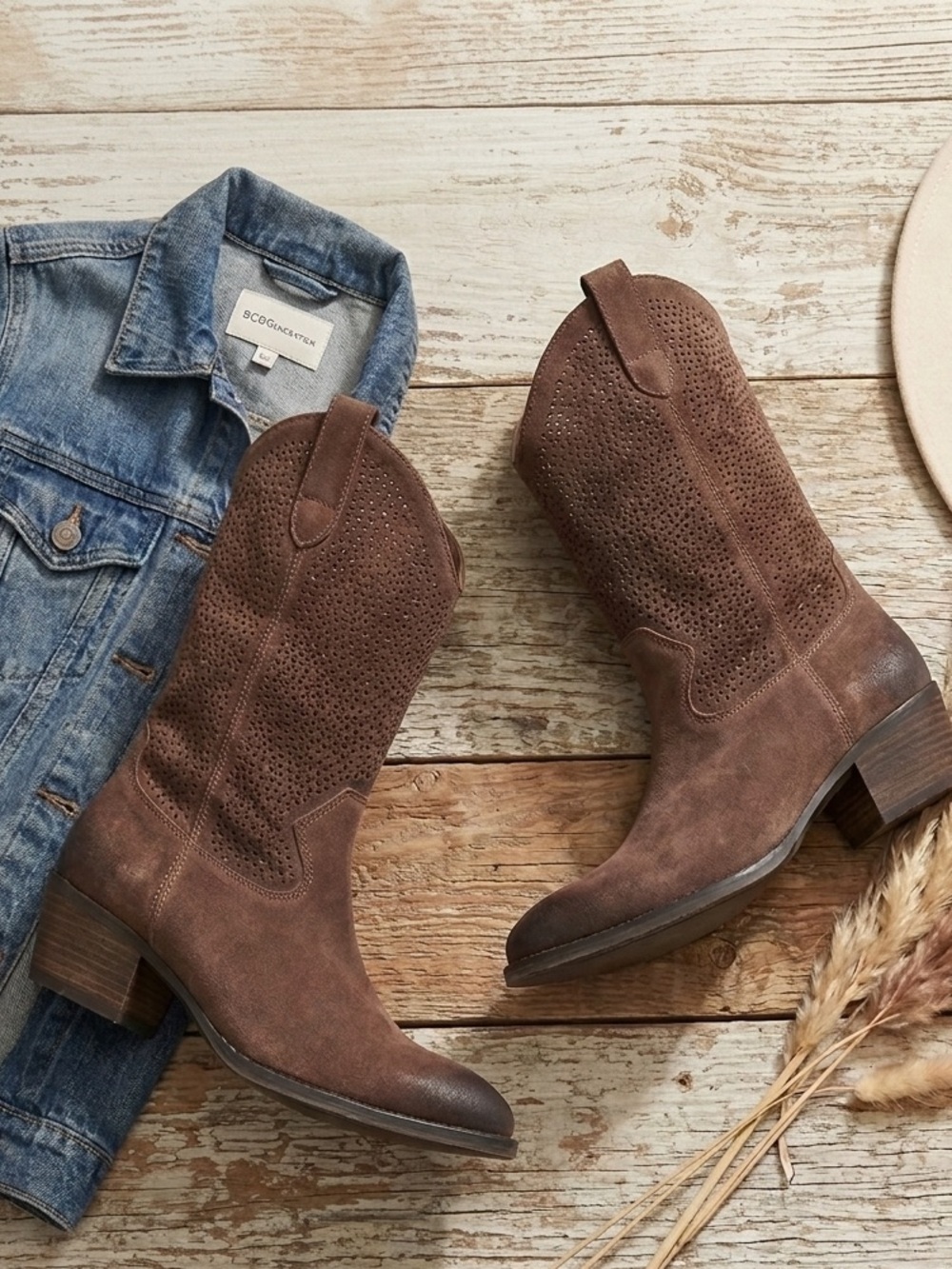 BCBG Ombre Suede cut out Western boot